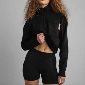 Lunya silksweats reversible quarter zip sweatshirt cropped- small